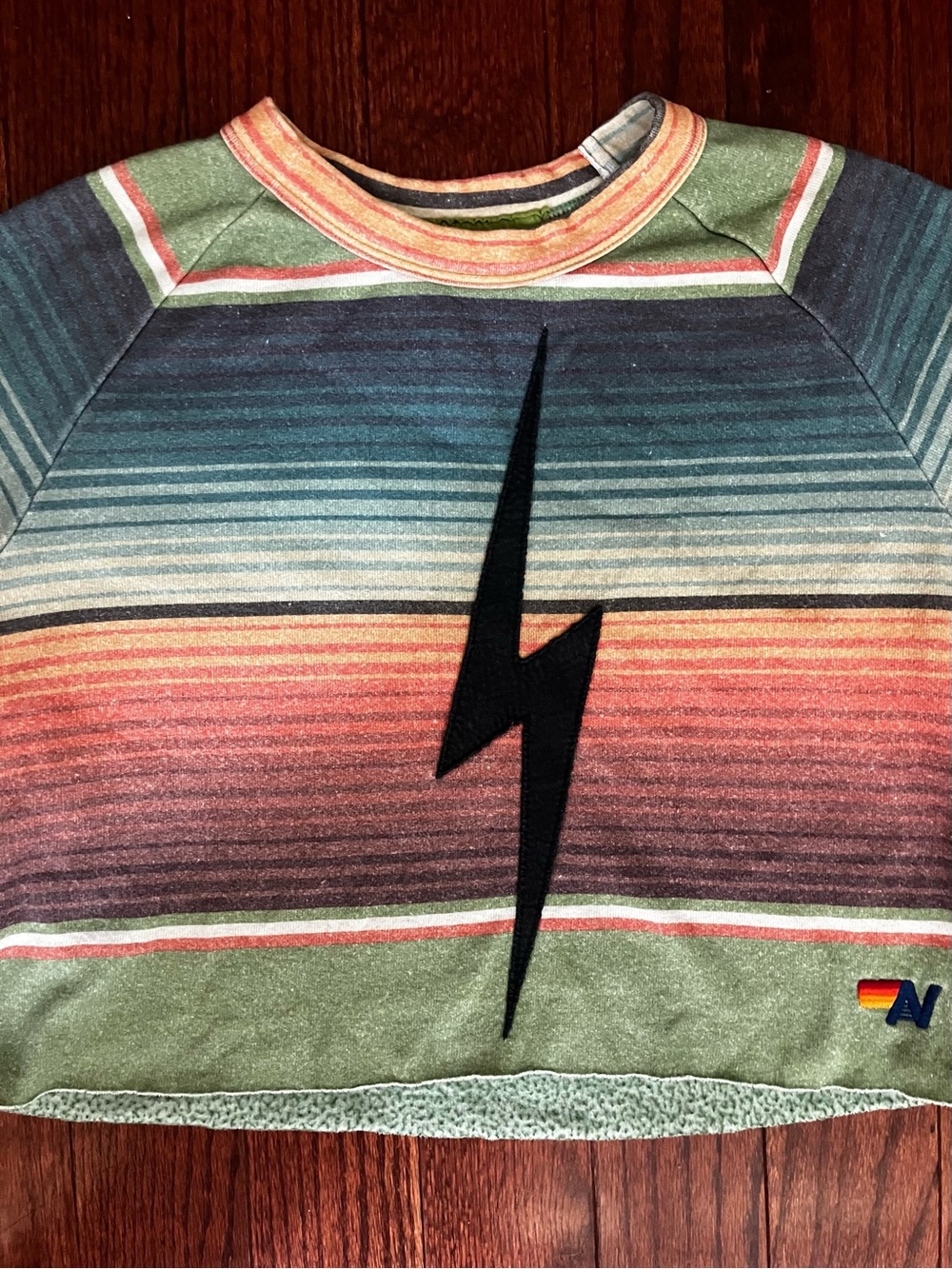 Aviator Nation Tulum Lightning Bolt Cropped Sweatshirt RARE - Picture 4 of 5
